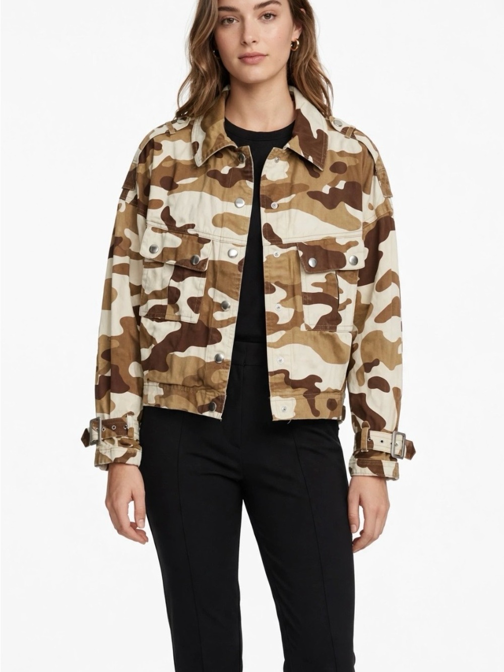Forever 21 Beige & Brown Camo Utility Jacket